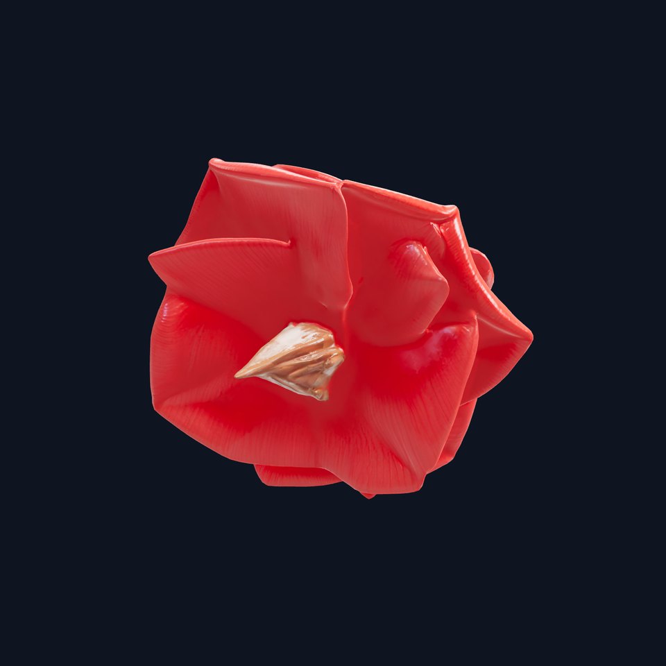 Red Origami Rose Model Pack